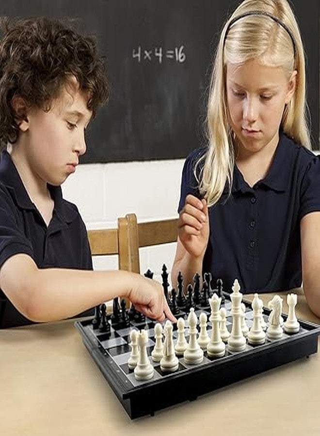 VIHANCO Magnetic Chess Set, 24 cm Foldable Board Game with Storage Case, 32 Pieces, Black and White - Image 3